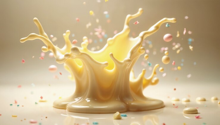 Foto gratuito salpicaduras de chocolate blanco con leche cremosa