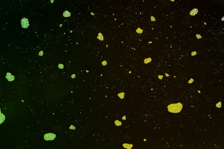 Foto gratuito salpicaduras sobre burbujas de líquido coloreado.