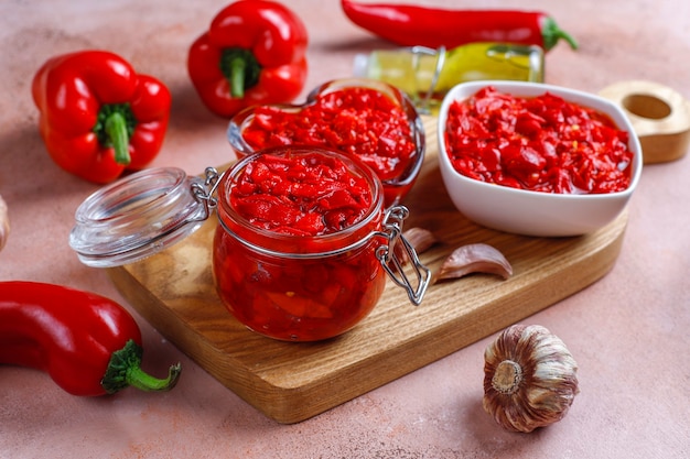 Salsa casera de pimiento rojo.