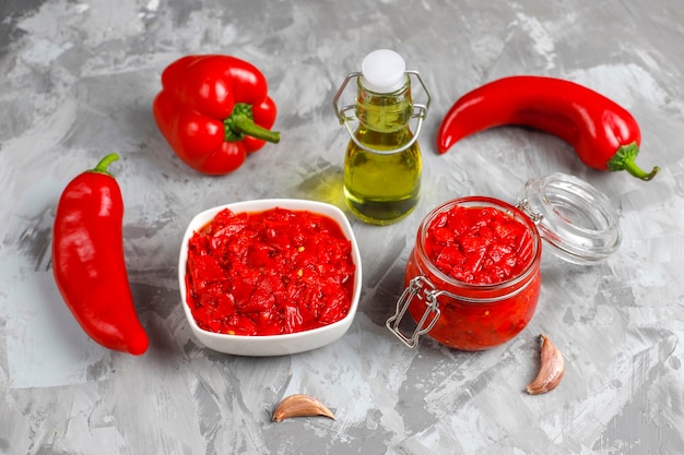 Salsa casera de pimiento rojo.