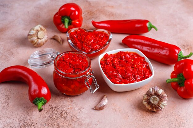 Salsa casera de pimiento rojo.