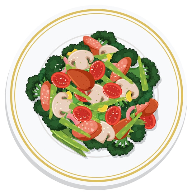 Una saludable ensalada de verduras en el plato