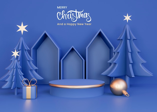 Foto gratuita saludos de feliz navidad con arboles azules