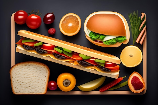 Foto gratuita un sándwich con diferentes alimentos en él.