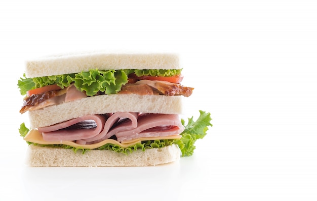 Foto gratuita sandwich sobre fondo blanco