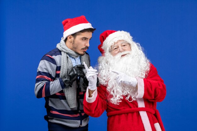 Santa claus, vista frontal, con, macho joven