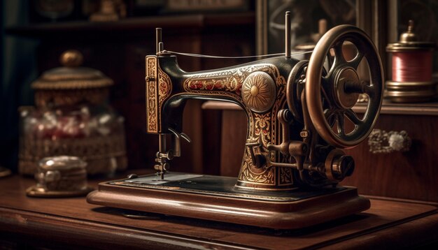 Sastre artesanal enrolla hilo textil en maquinaria generada por IA
