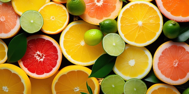 Foto gratuita una selección de frutas de colores dispuestas en un gradiente