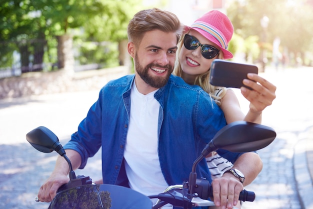 Selfie tomado en moto