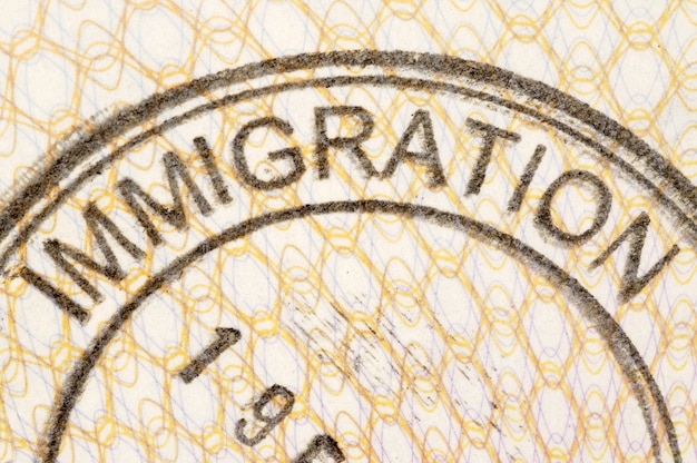 Sello en el pasaporte de inmigración