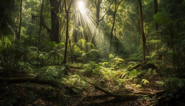 Selva tropical: una misteriosa aventura en la naturaleza llena de gente generada por IA