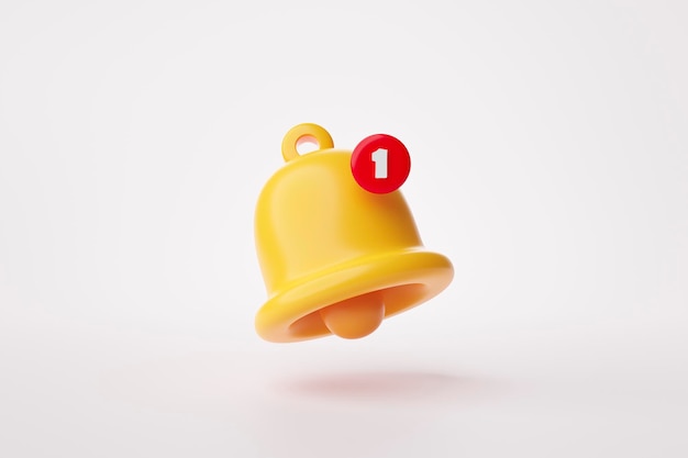 Señal o símbolo de icono de alerta o alarma para el sitio web de la aplicación ui en fondo blanco Ilustración de renderización 3D