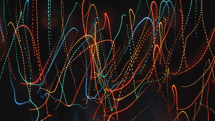 Foto gratuito senderos multicolores de luces de neón