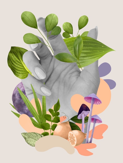 Sentido del tacto y collage de plantas.