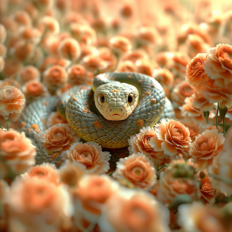Foto gratuito serpiente de dibujos animados en 3d en la naturaleza