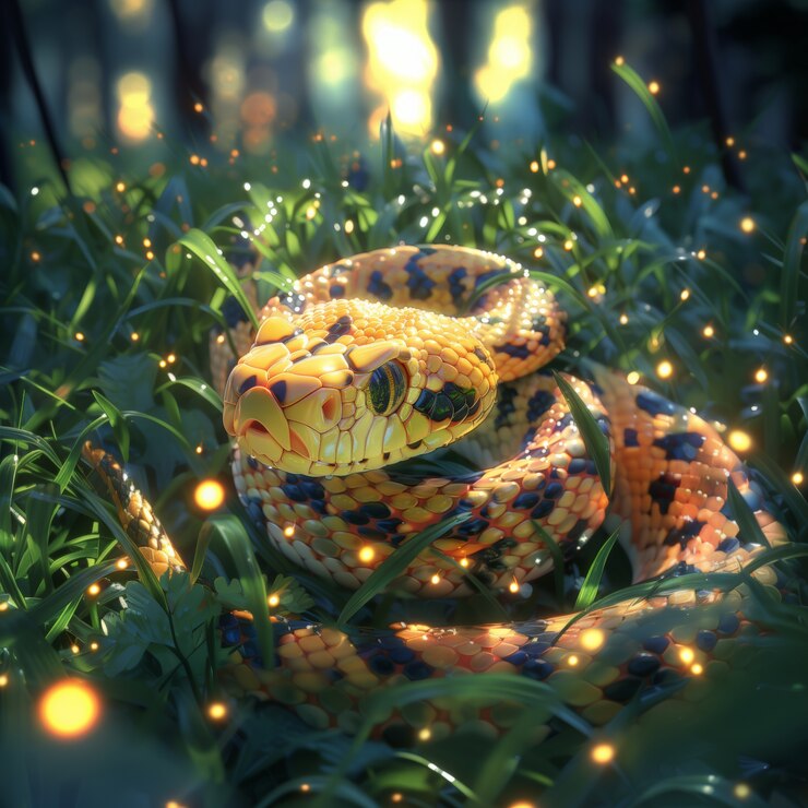 Foto gratuito serpiente de dibujos animados en 3d en la naturaleza