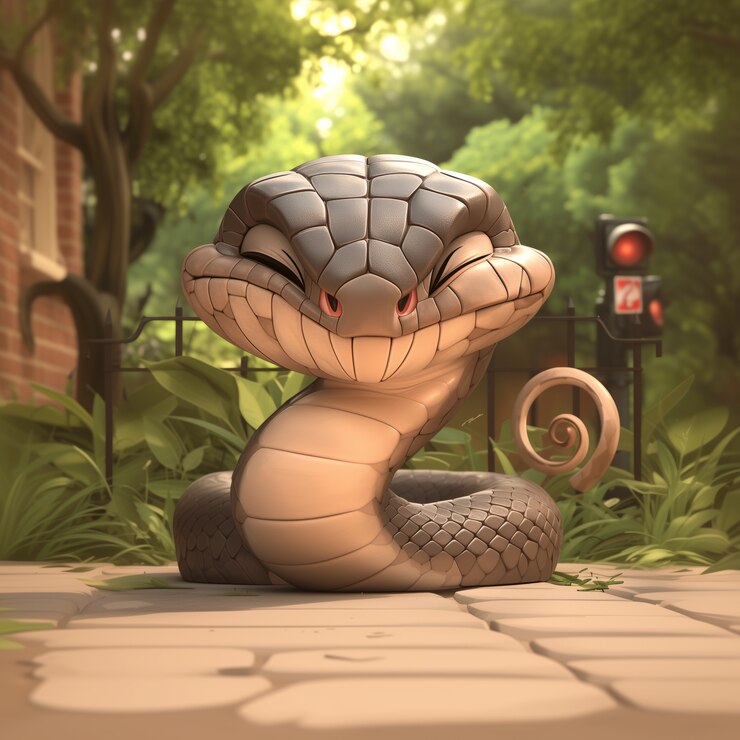 Foto gratuito serpiente de dibujos animados en 3d en la naturaleza