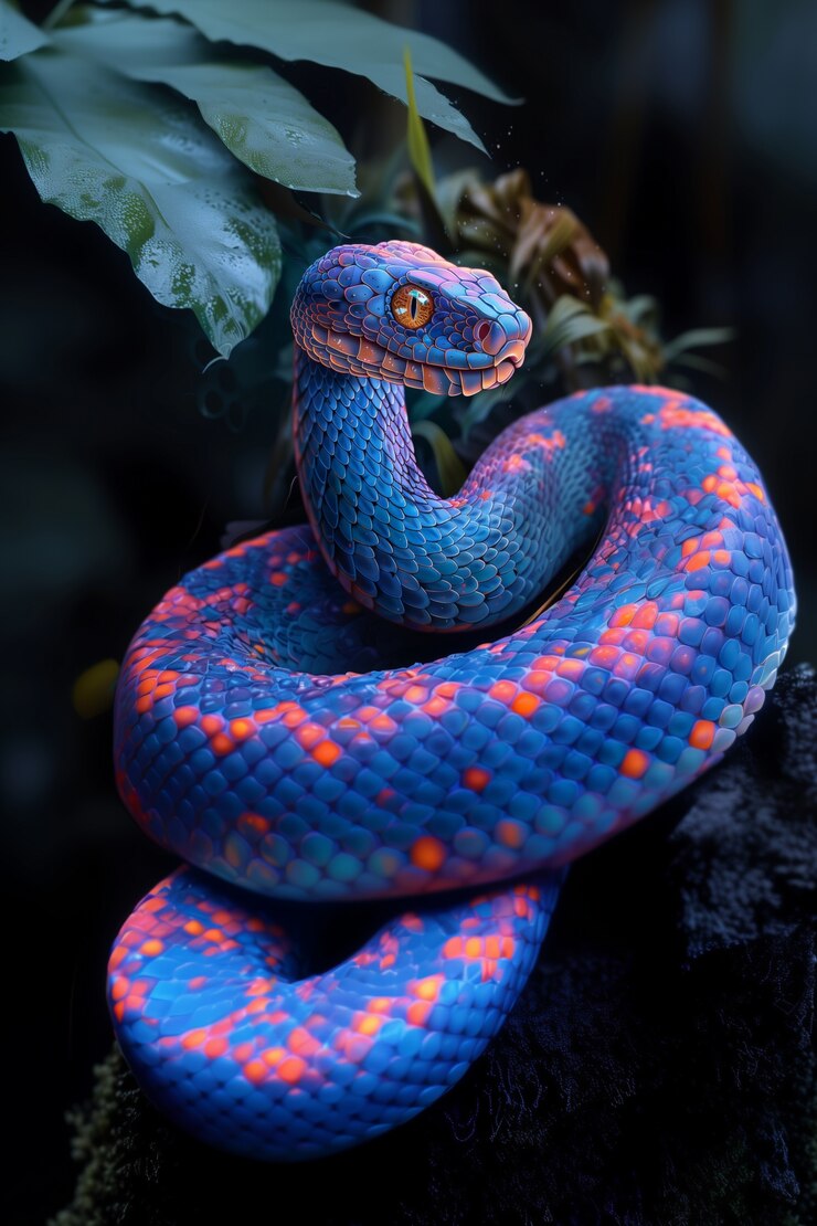 Foto gratuito serpiente de dibujos animados en 3d en la naturaleza