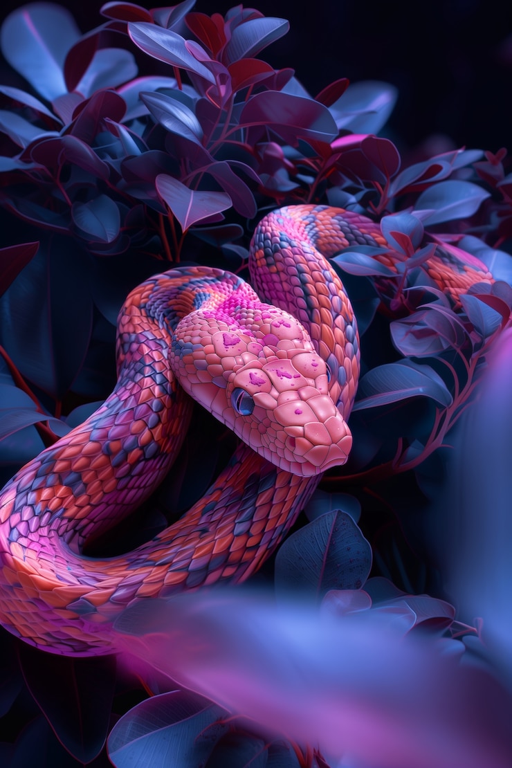 Foto gratuito serpiente de dibujos animados en 3d en la naturaleza