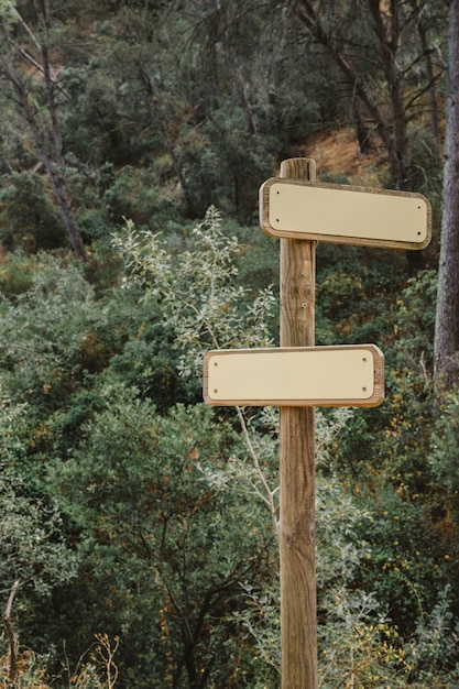 Signo en blanco en bosque