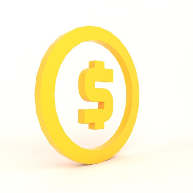 Signo de dólar lado izquierdo con fondo blanco.