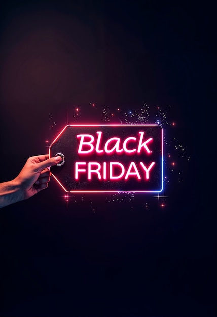 Signo de ventas de viernes negro luz de neón