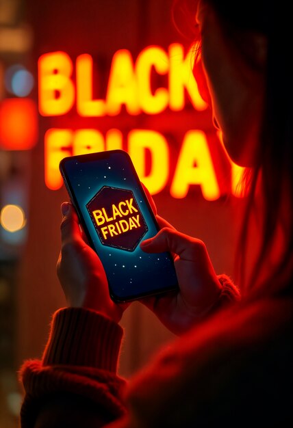 Signo de ventas de viernes negro luz de neón