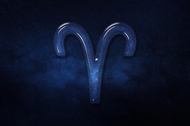 Signo del zodiaco Aries, cielo azul, fondo de la astrología del horóscopo, Aries, horóscopo azul