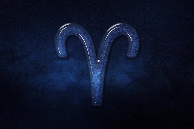 Signo del zodiaco Aries, cielo azul, fondo de la astrología del horóscopo, Aries, horóscopo azul