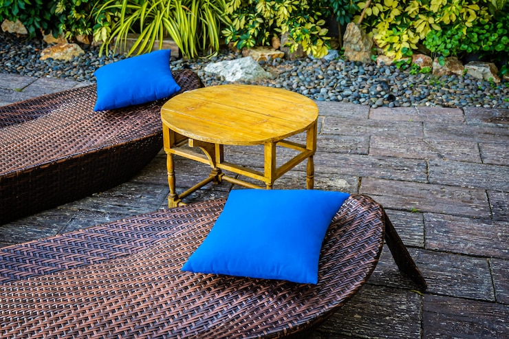 Foto gratuito silla vacia decoracion patio exterior