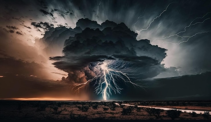 Foto gratuito silueta contra el cielo dramático ai generativa oscura y siniestra