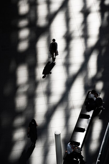 Silueta, de, persona, en la ciudad