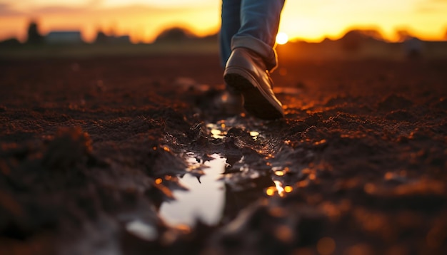 Foto gratuita silueta de una persona corriendo al atardecer generada por la ia