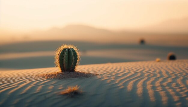 Silueta de planta suculenta retroiluminada al atardecer generada por IA