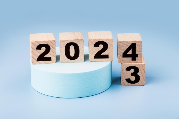 Foto gratuita simboliza el cambio de 2023 al nuevo año 2024.