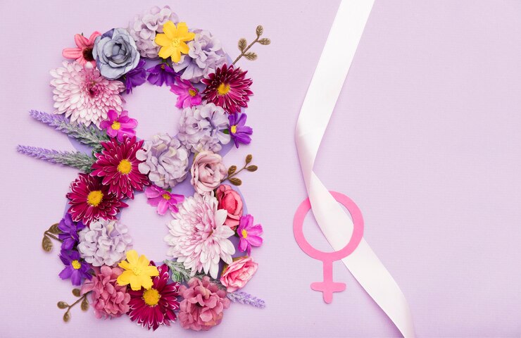 Foto gratuito símbolo floral colorido para el día de la mujer.