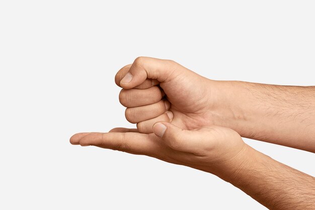 Símbolo de lenguaje de señas aislado en blanco