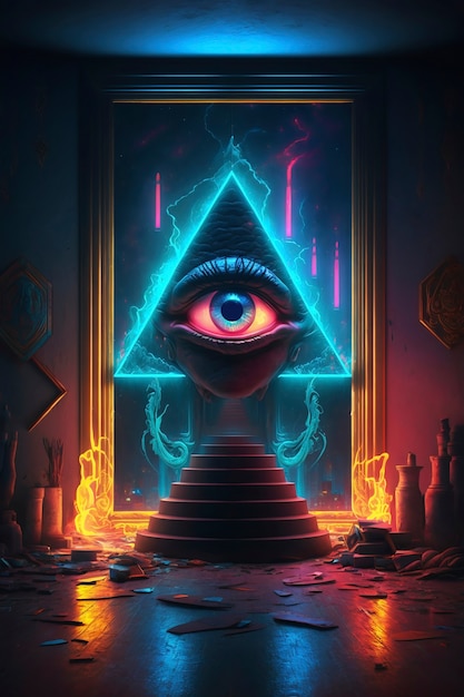 Foto gratuita el símbolo de la sociedad secreta illuminati