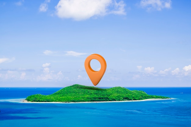 Símbolo de ubicación con fondo de paisaje