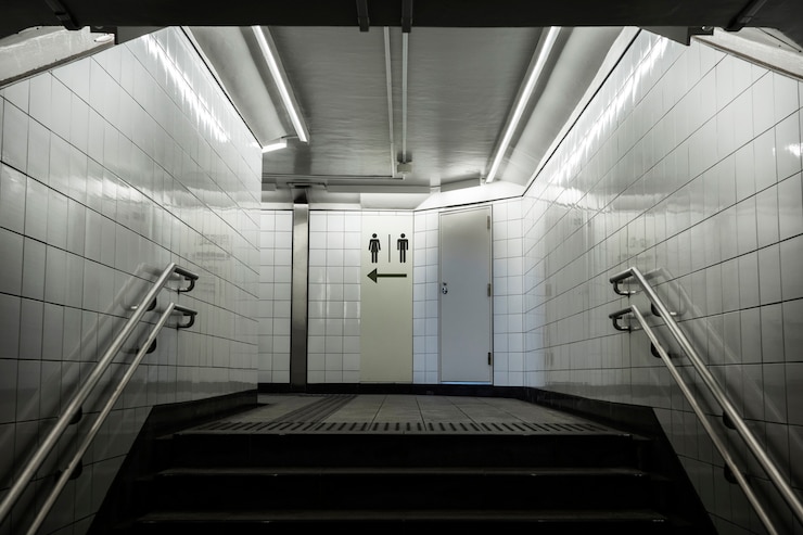 Foto gratuito símbolos de baño cerca de la puerta