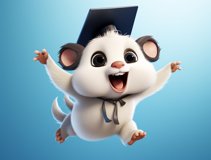 Foto gratuito una simpática zarigüeña con un traje de graduación.