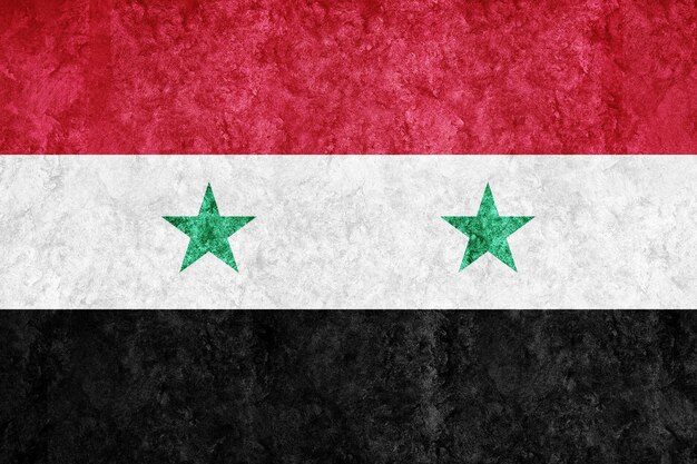 Siria Bandera metálica, bandera texturizada, bandera grunge