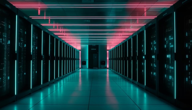 Sistema de seguridad futurista con conexión de servidor de red generada por AI