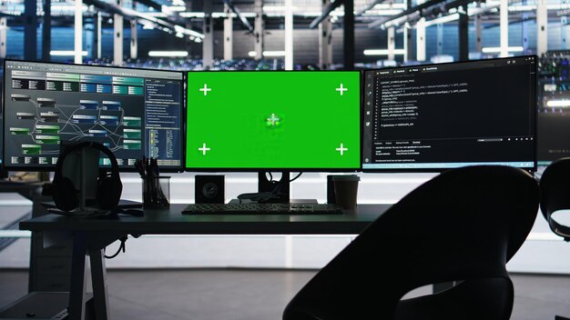 Sistemas de programación visual en PC de pantalla verde en el centro de datos