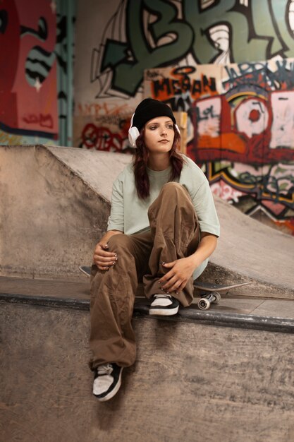 Skate parkteens en skate park