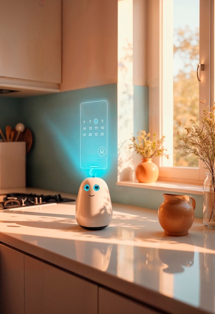 Smart home assistant in a modern kitchen