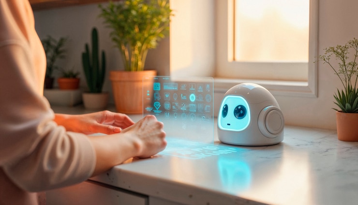 Foto gratuito smart home assistant with holographic interface