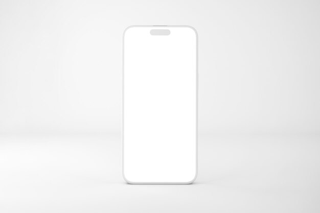 Smartphone blanco minimalista aislado sobre un fondo blanco