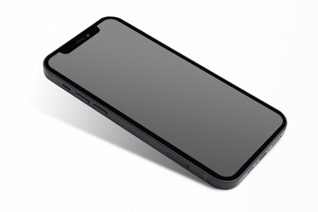 Smartphone con tecnología futura innovadora de pantalla negra en blanco