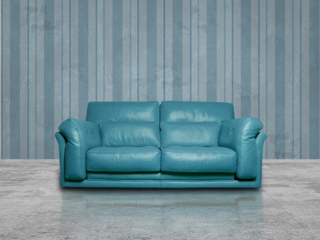 sofá de cuero cian